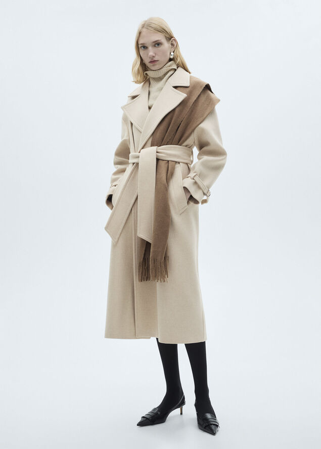 MANGO Maxi lapel Manteco wool coat Lt pastel grey
