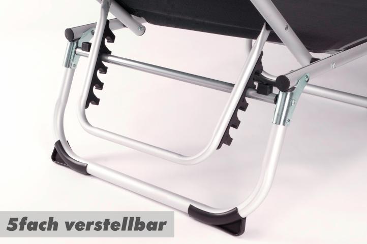 VCM Sonnenliege Sonnendach Schwarz 187x57x30cm Campingliege klappbar