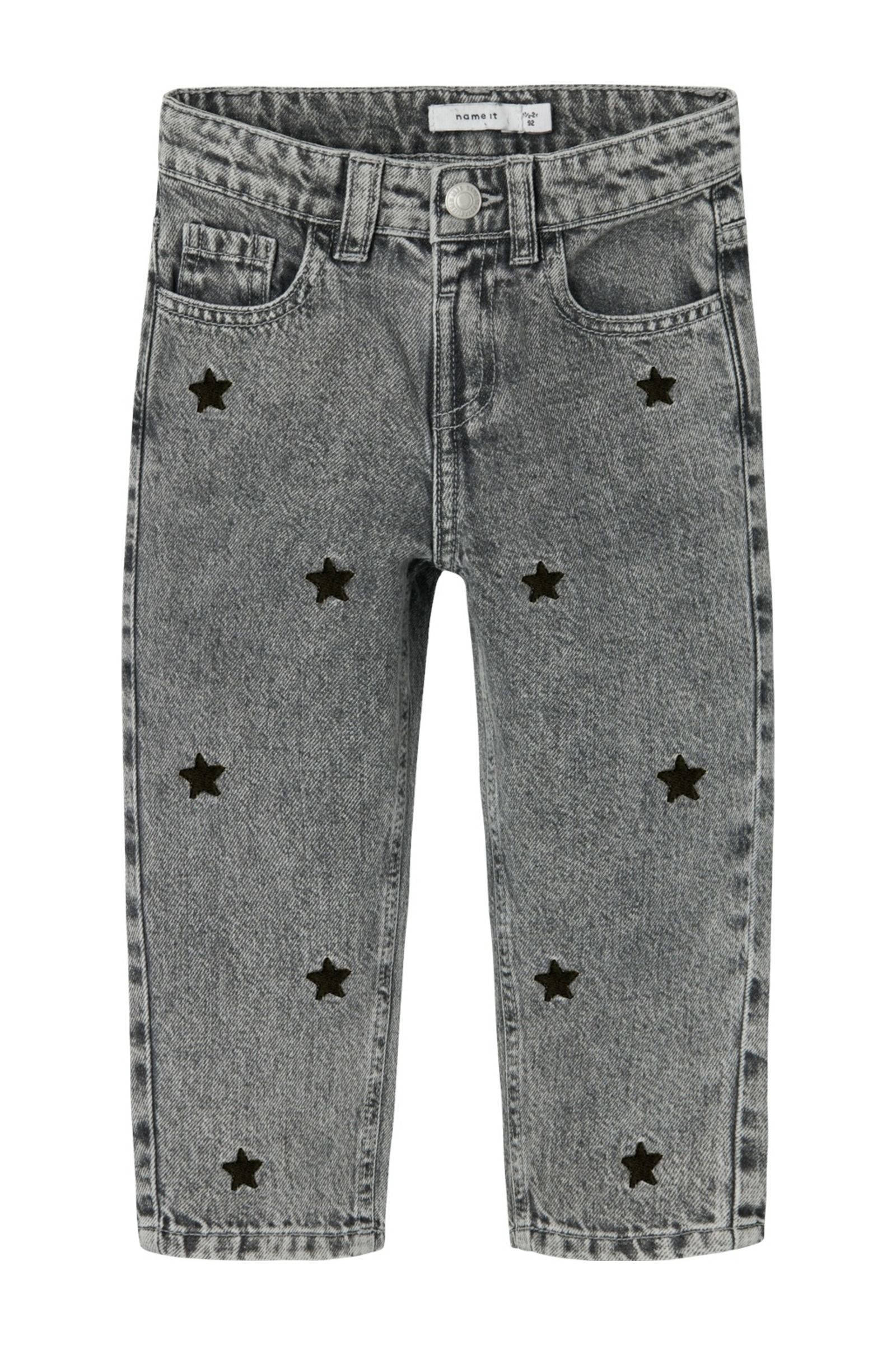 NAME IT loose fit jeans NMFBELLA met sterren Medium grey denim