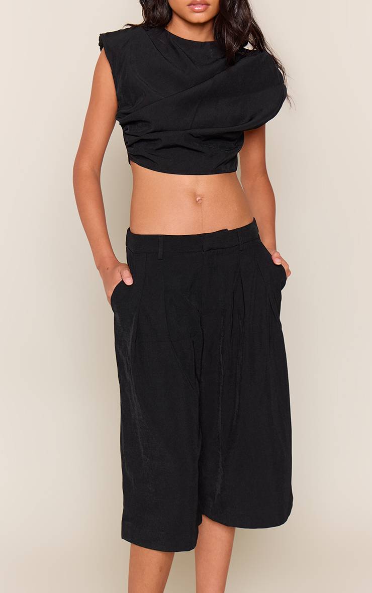 Noir Short Long Tailleur À Double Pli