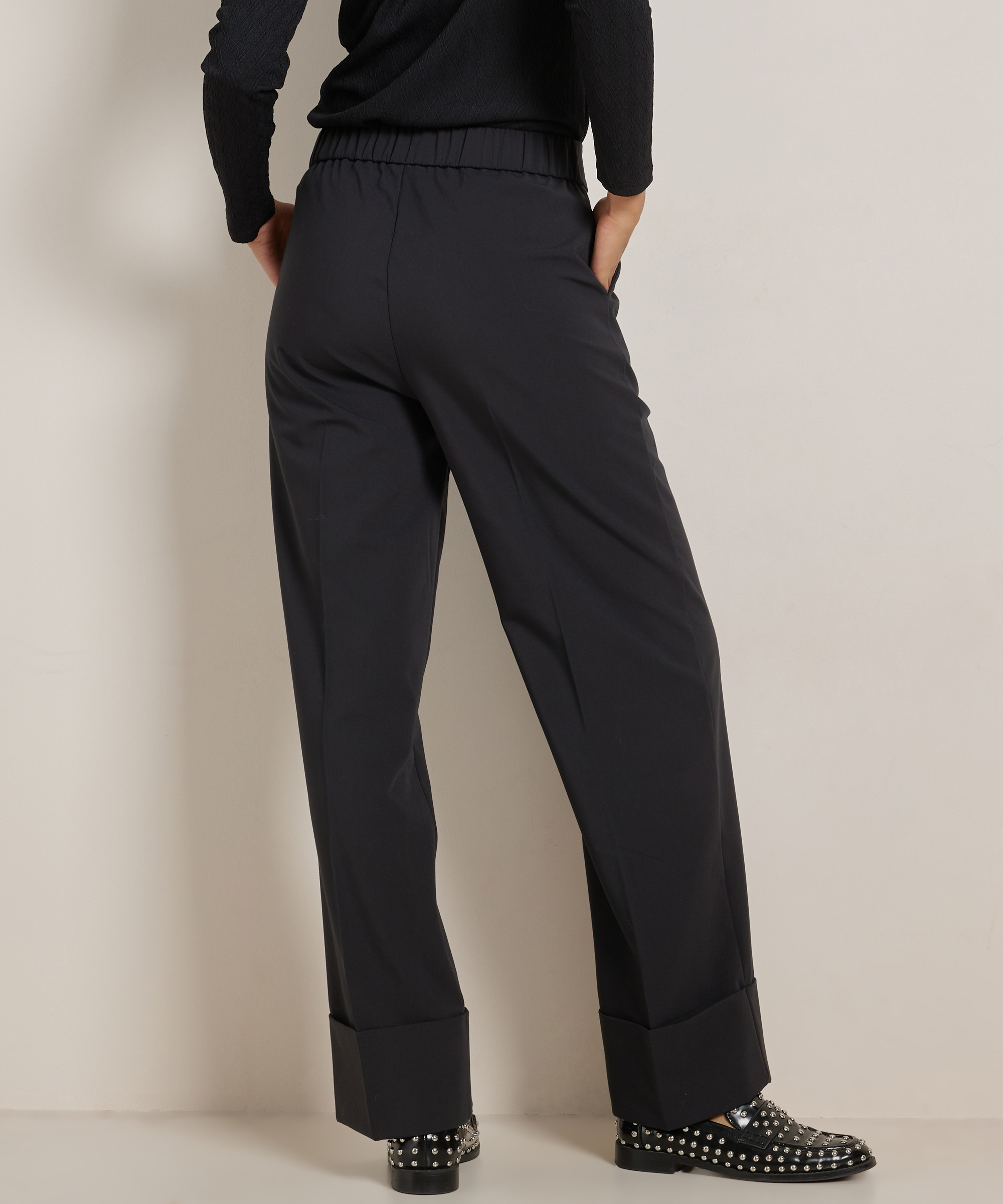 wide fit broek met omslag