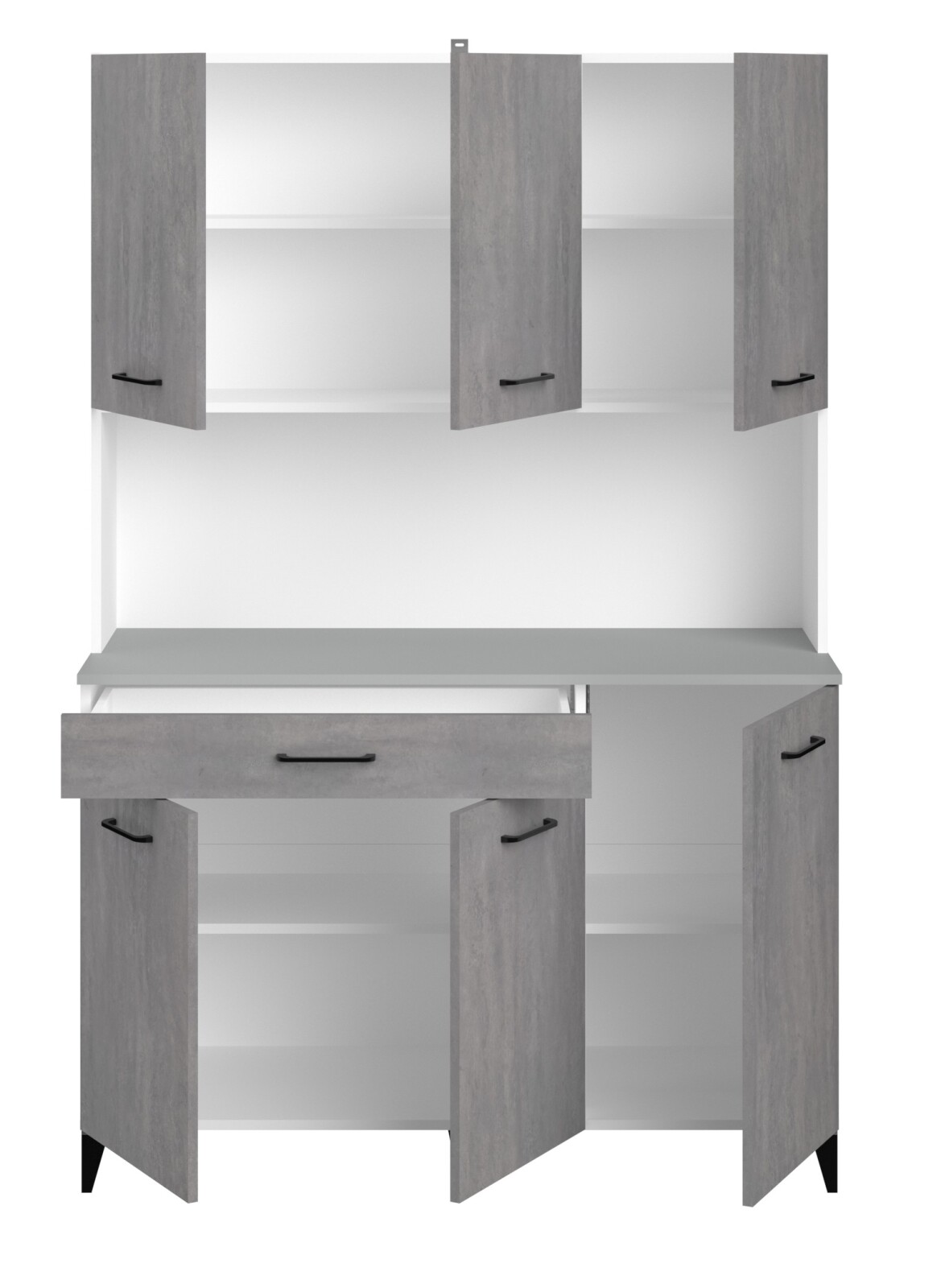 Buffetschrank MALICE 11 -Betonoptik hell - weiß - 120 cm