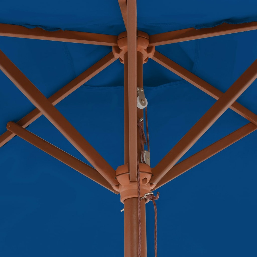 Parasol d'extérieur avec mât en bois 150 x 200 cm bleu