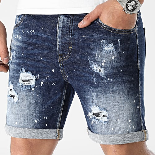 Short Jean Avec Dechirures 0025 Bleu Brut