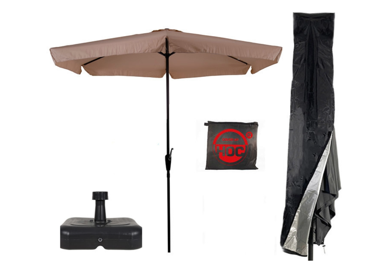 CUHOC Parasol ecru Ø3m met Redlabel parasolhoes en voet