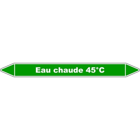 Marqueur Tuyauterie - Eau chaude 45°C - Vinyle Laminé - NFX 08-105