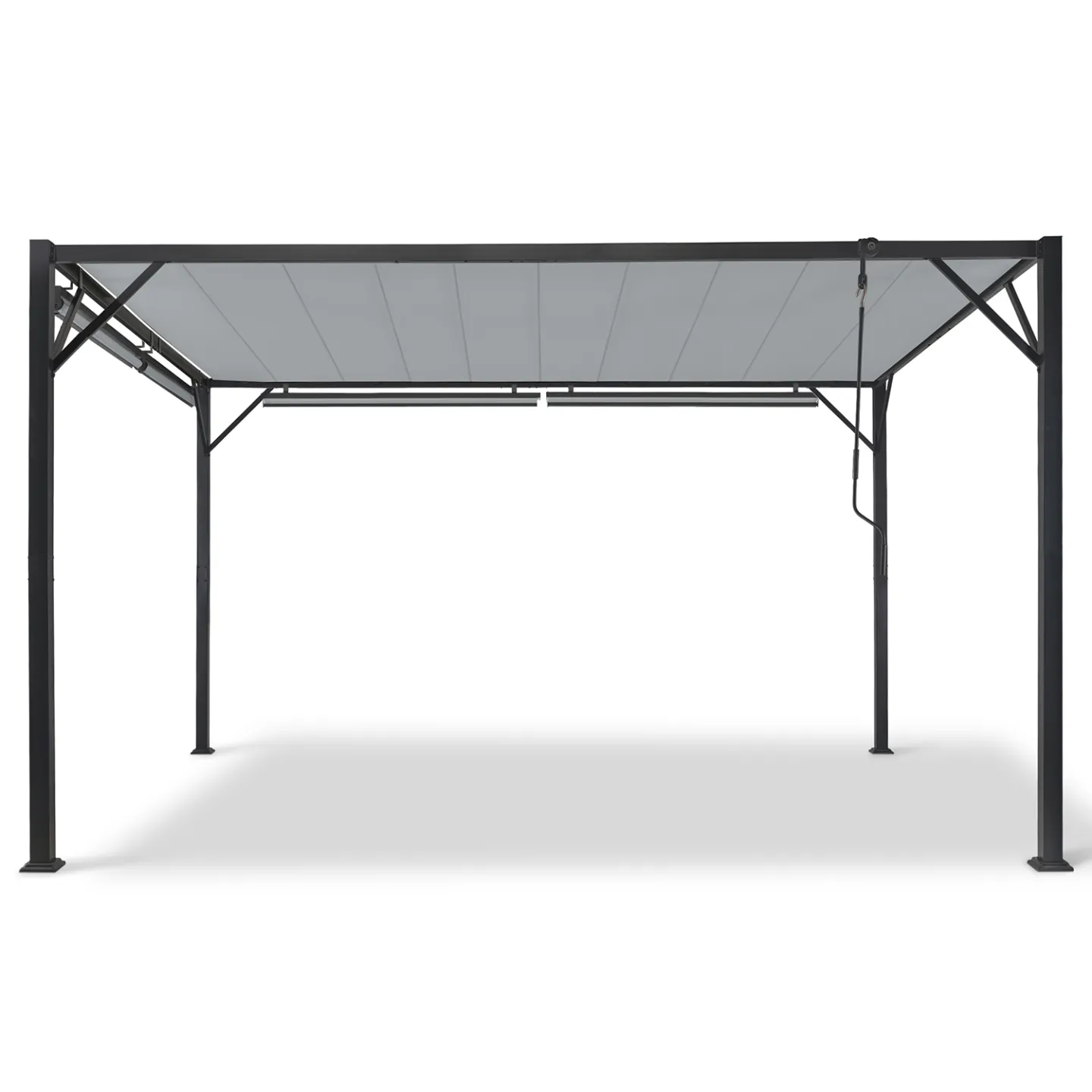 Pergola édition luxe lames orientables 3x4 M et 4 stores gris clair