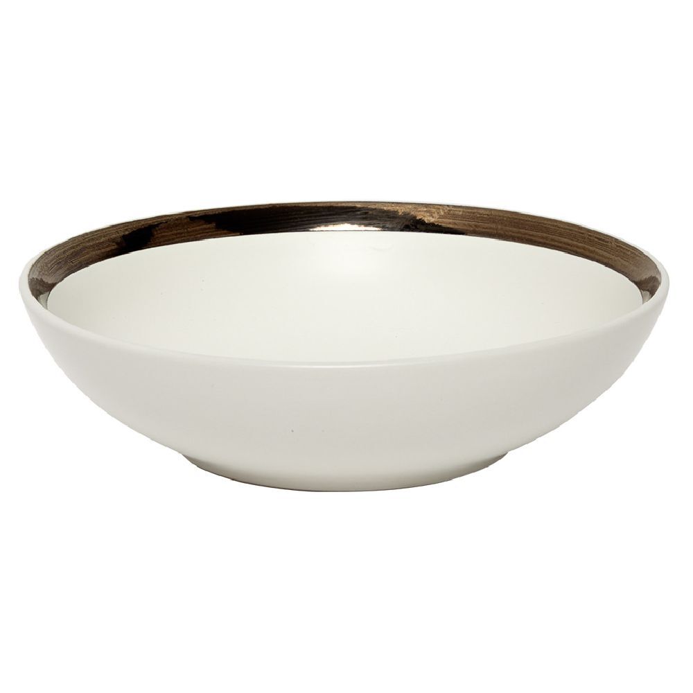 Assiette creuse en faïence avec liseré doré