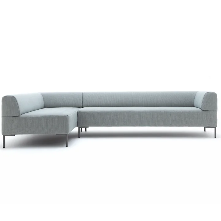 freistil - 185 Sofaecke links, Winkelfuss Grau / Bezug pastellblau (6540)
