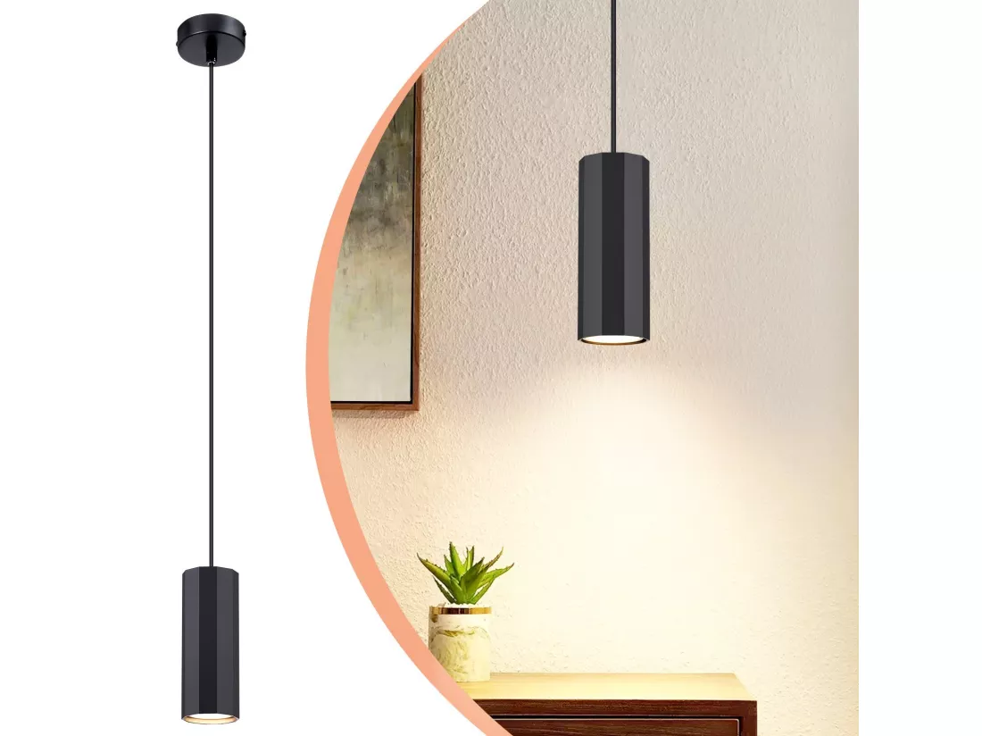 NETTLIFE Suspension métal noir diamètre 170 cm GU10 1 flamme salon moderne industriel pour salle à manger intérieur cuisine chambre