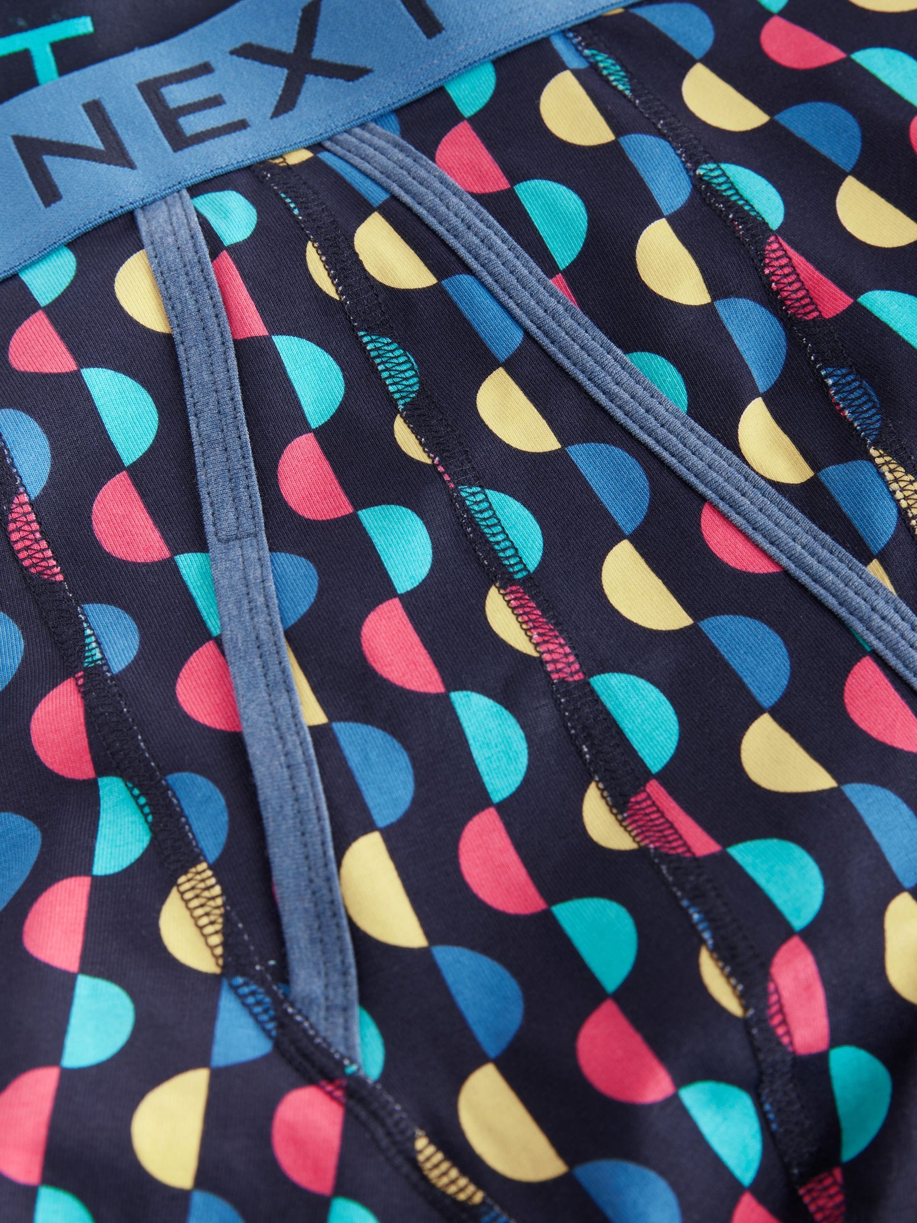 Marineblauwe kleur met opvallende stippen en strepen - Verpakking van 10 - Boxershorts met A-voorkant