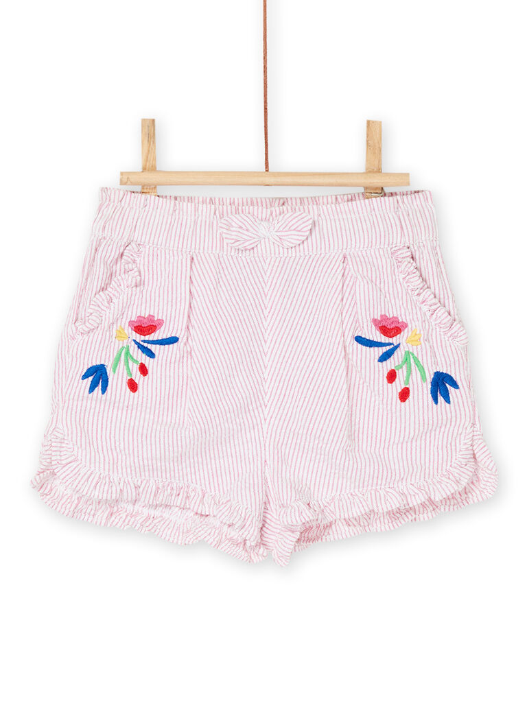 Short blanc et rose à imprimé à rayures