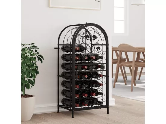 Casier à bouteilles 33 bouteilles noir 45x36x100 fer forgé