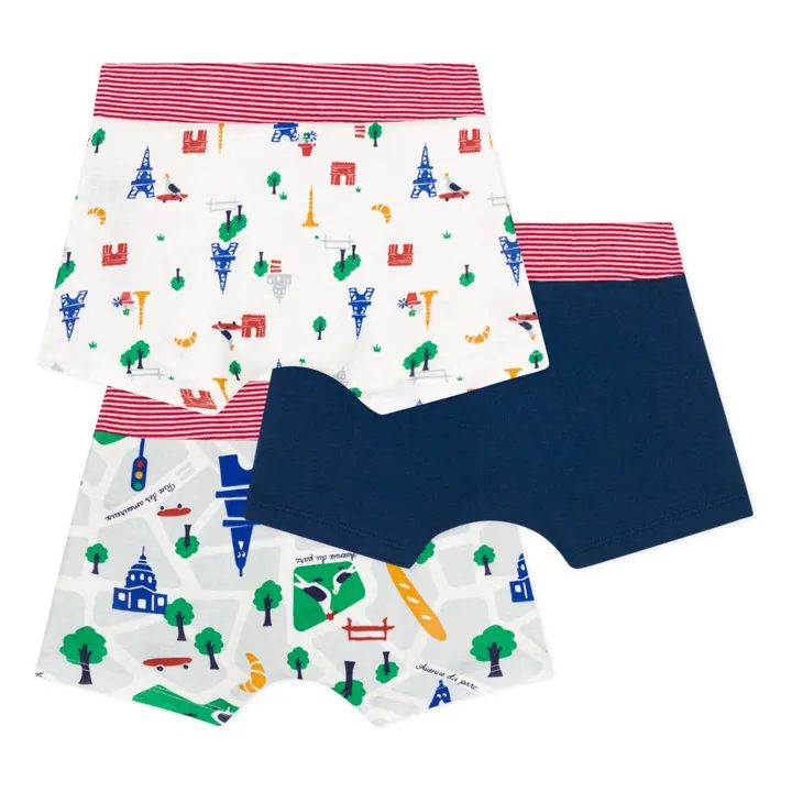 Petit Bateau Lot 3 Boxers Paris | Bleu