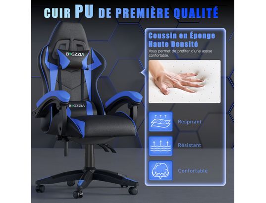 RATTANTREE - Fauteuil de bureau Chaise gaming cuir pu bleue