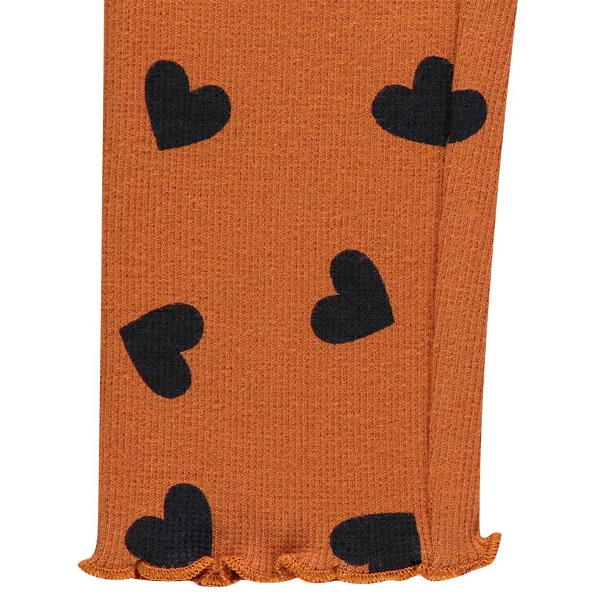 Legging en maille côtelée à coeurs imprimés all-over - Marron