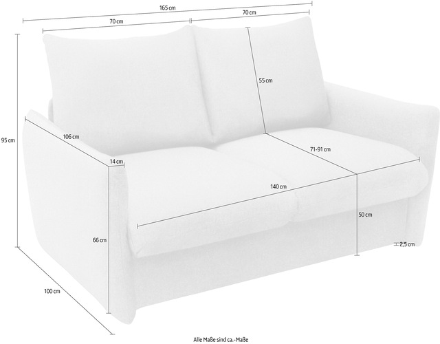 DOMO collection Schlafsofa »700023 Schlaffunktion, Federkern, 2-Sitzer, stabile Liegefläche« Sitzflächen einzeln ausklappbar zum Schlafen, Relaxen und Entspannen