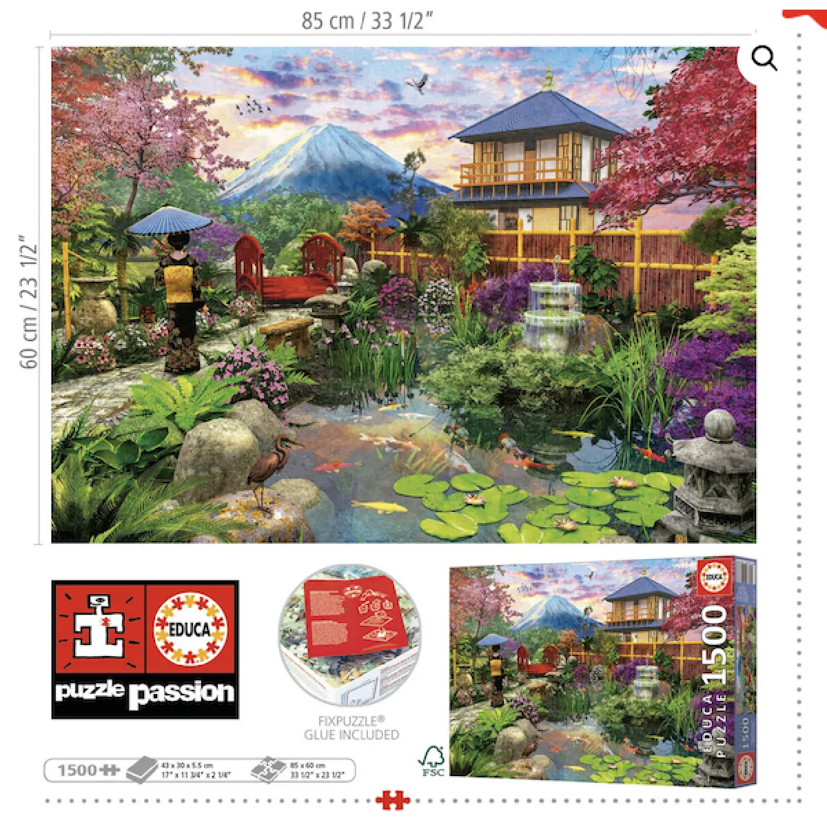 Educa Borras - Puzzle 1500 pièces Jardin japonais