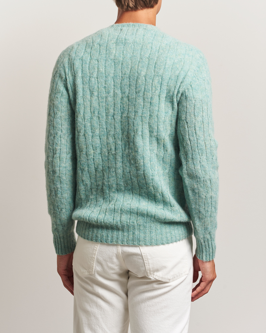 Harley Of Scotland Brushed Supersoft Lambswool Cable Opal