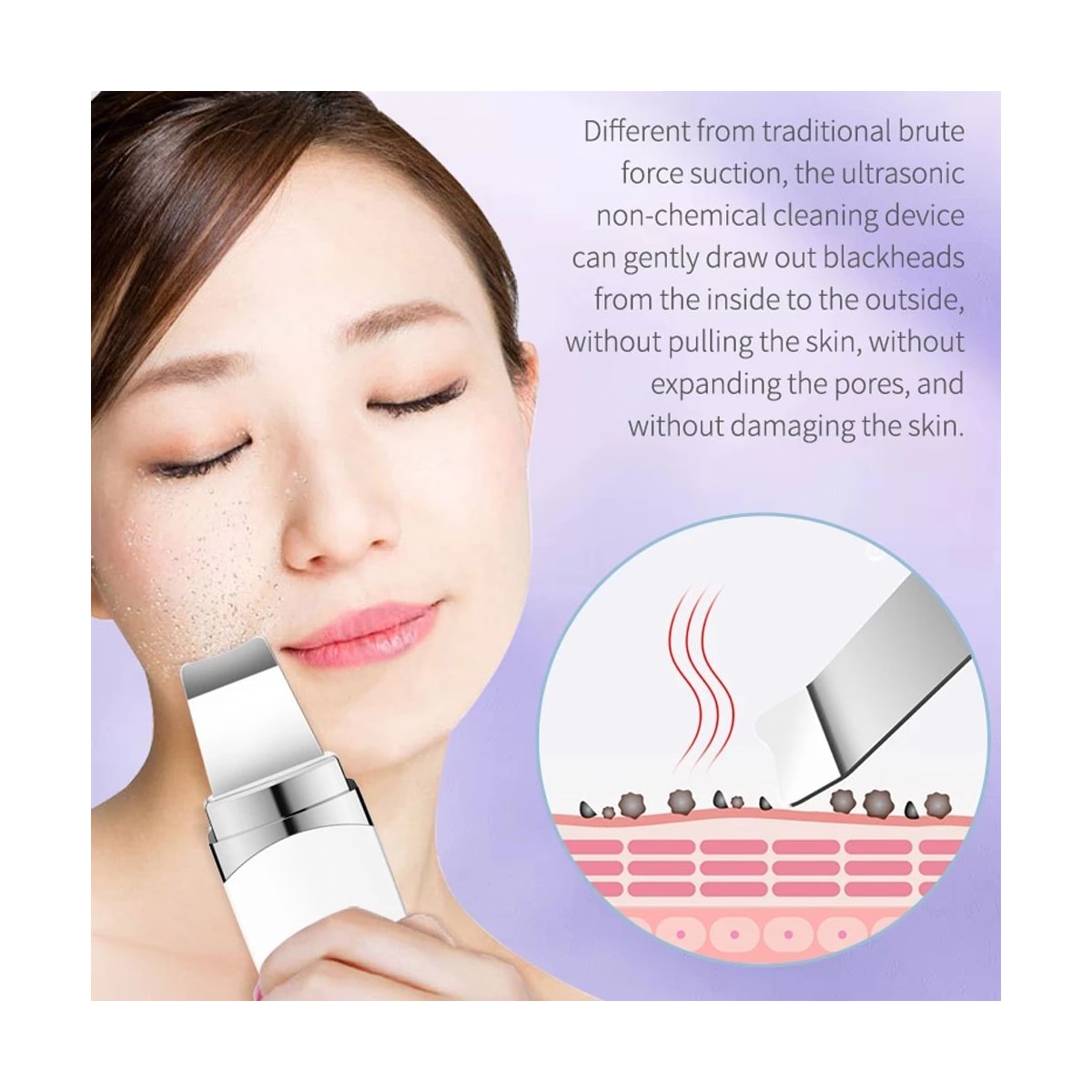 Ansiktsrenser med ultralyd for peeling Hvit