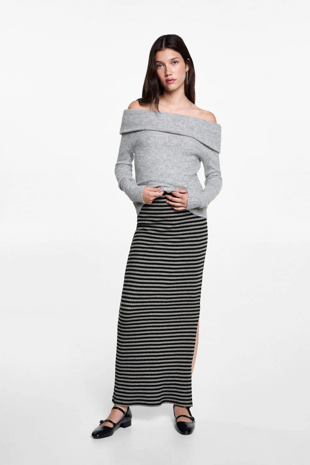 MANGO TEEN maxi rok grijs