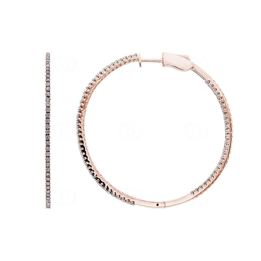 1.00 Karat Diamant-Kreolen 750/18 K Roségold Ø 42mm