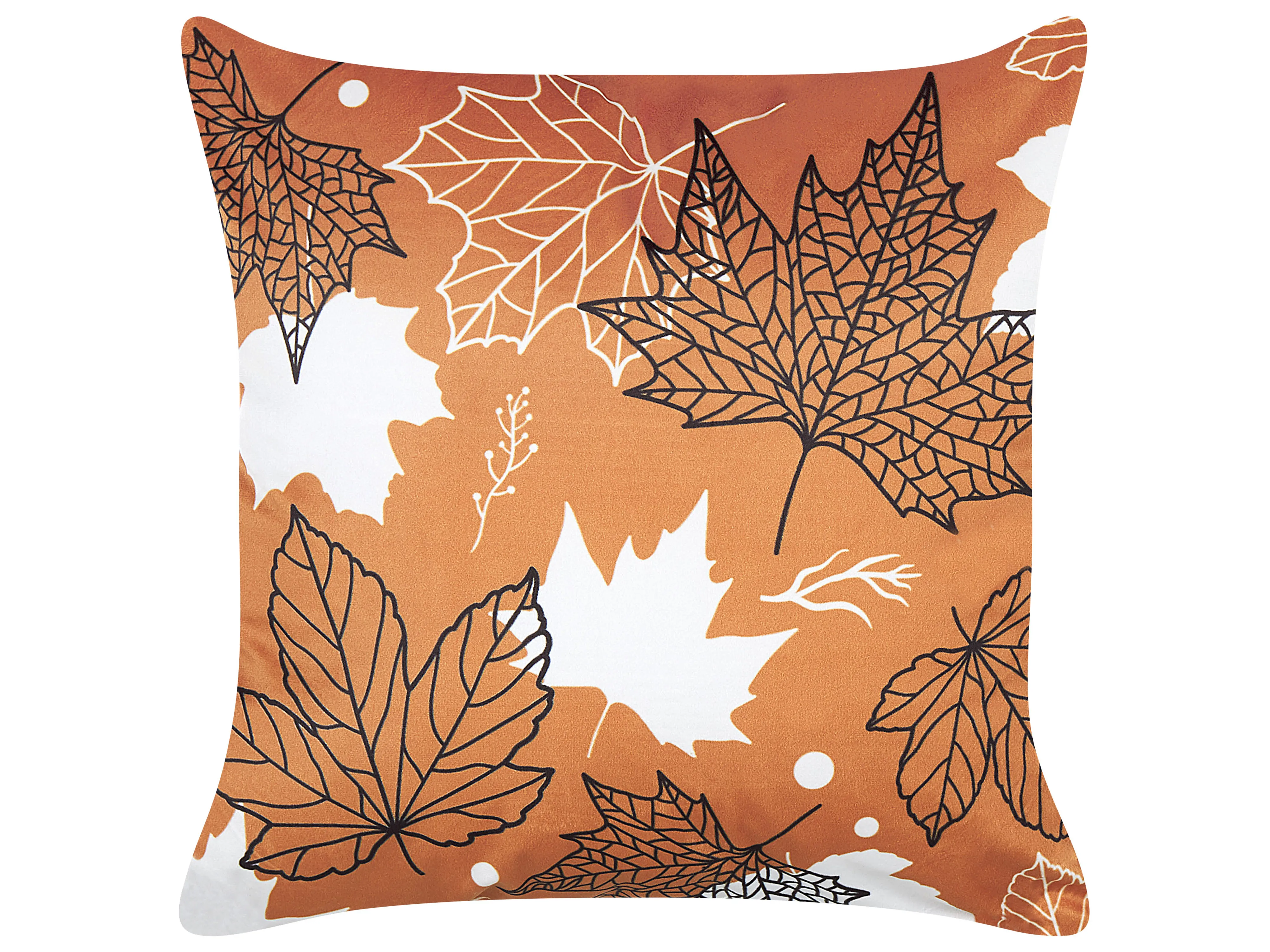 Set van 2 sierkussens POINSETTIA Fluweel 45 x 45 cm Oranje bladpatroon