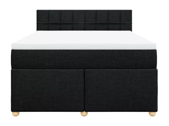 Sommier à lattes de lit avec matelas Noir 140x190 cm Tissu