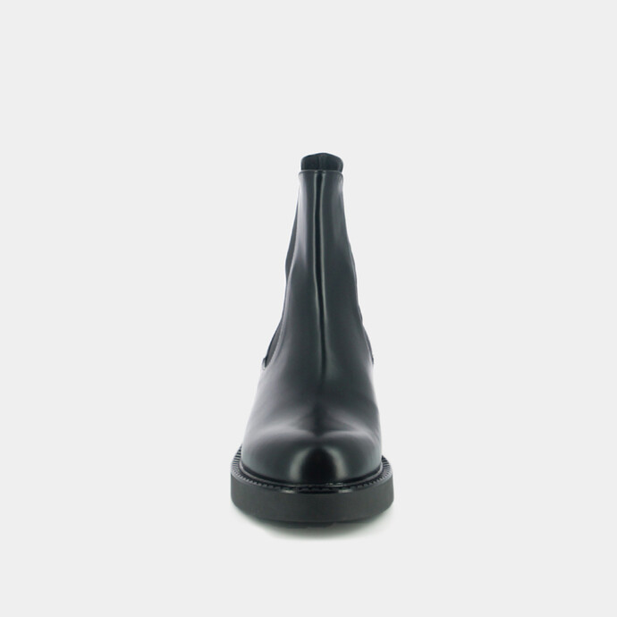 Boots cavalières à bouts ronds  cuir glacé noir