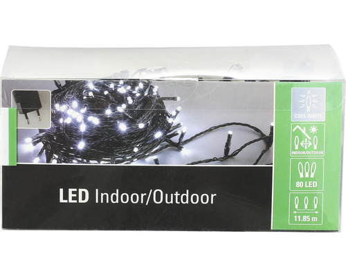 Lafiora lichtsnoer 11,85 m + 10 m aansluitsnoer 80 LED's neutraal witte lichtkleur incl. timer en dimmer