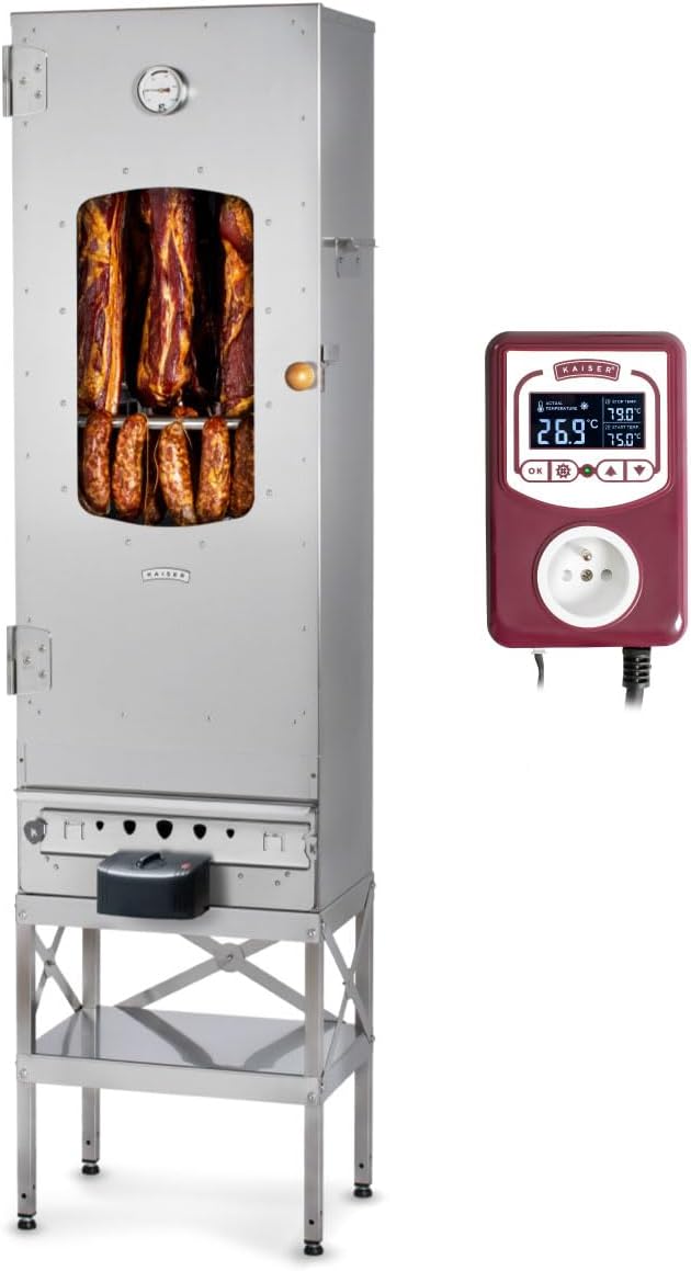 KAISER COMPANY Set '100' Hochwertiger Elektrischer Räucherofen/Räucherschrank aus Edelstah mit Heiß- und Kaltrauchgenerator, Tragbarem Edelstahl Basis und Reinigerl I2000WI mit Zubehör I NICHTROSTEND