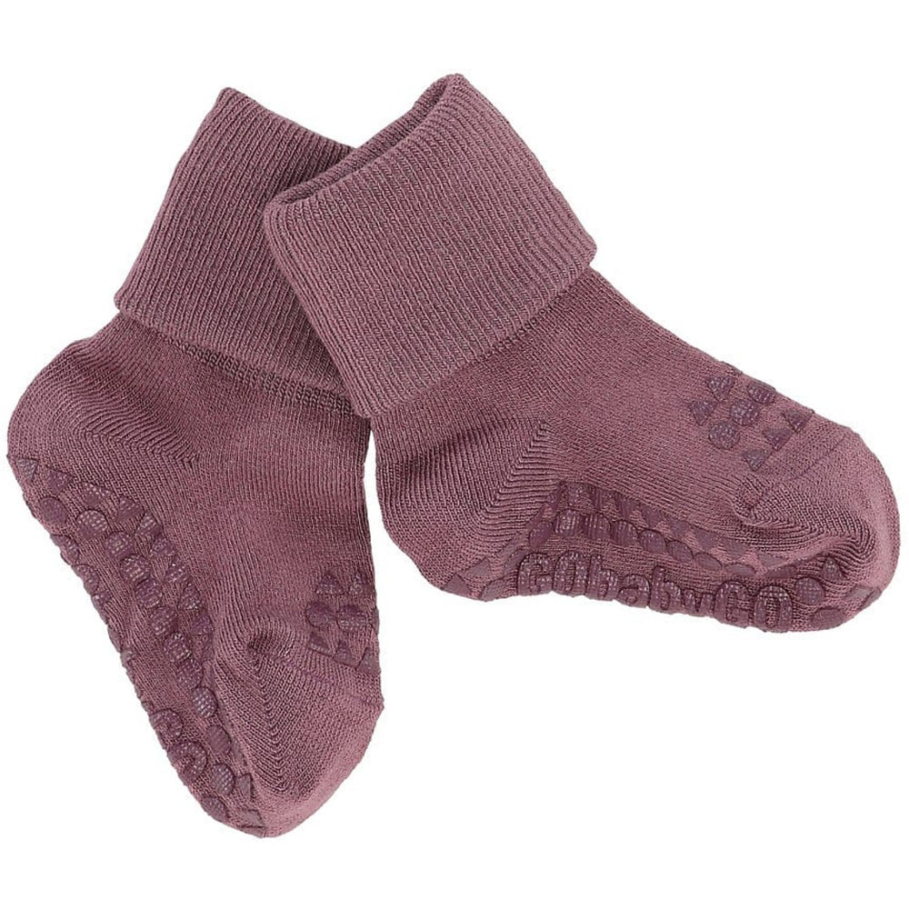 Bamboo Strømper Antislip Misty Plum