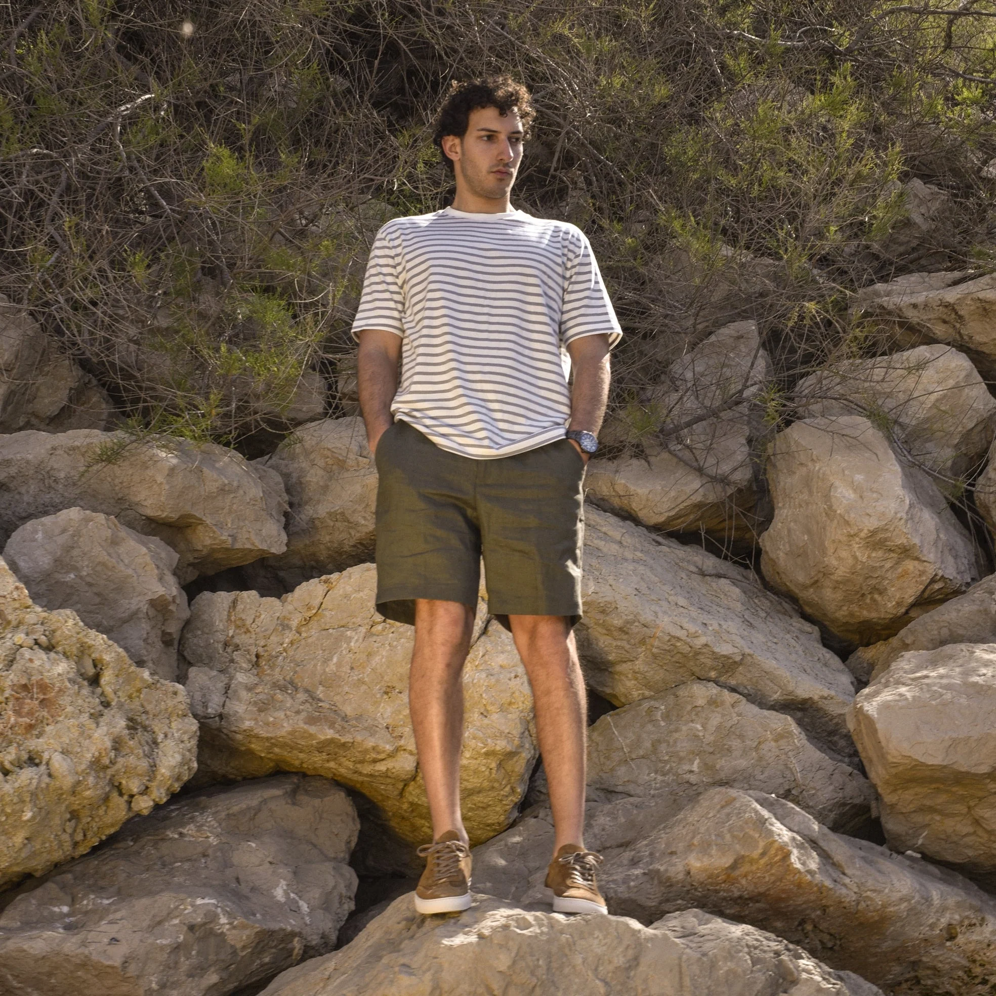 Kean-Sneakers / Basket en velours camel