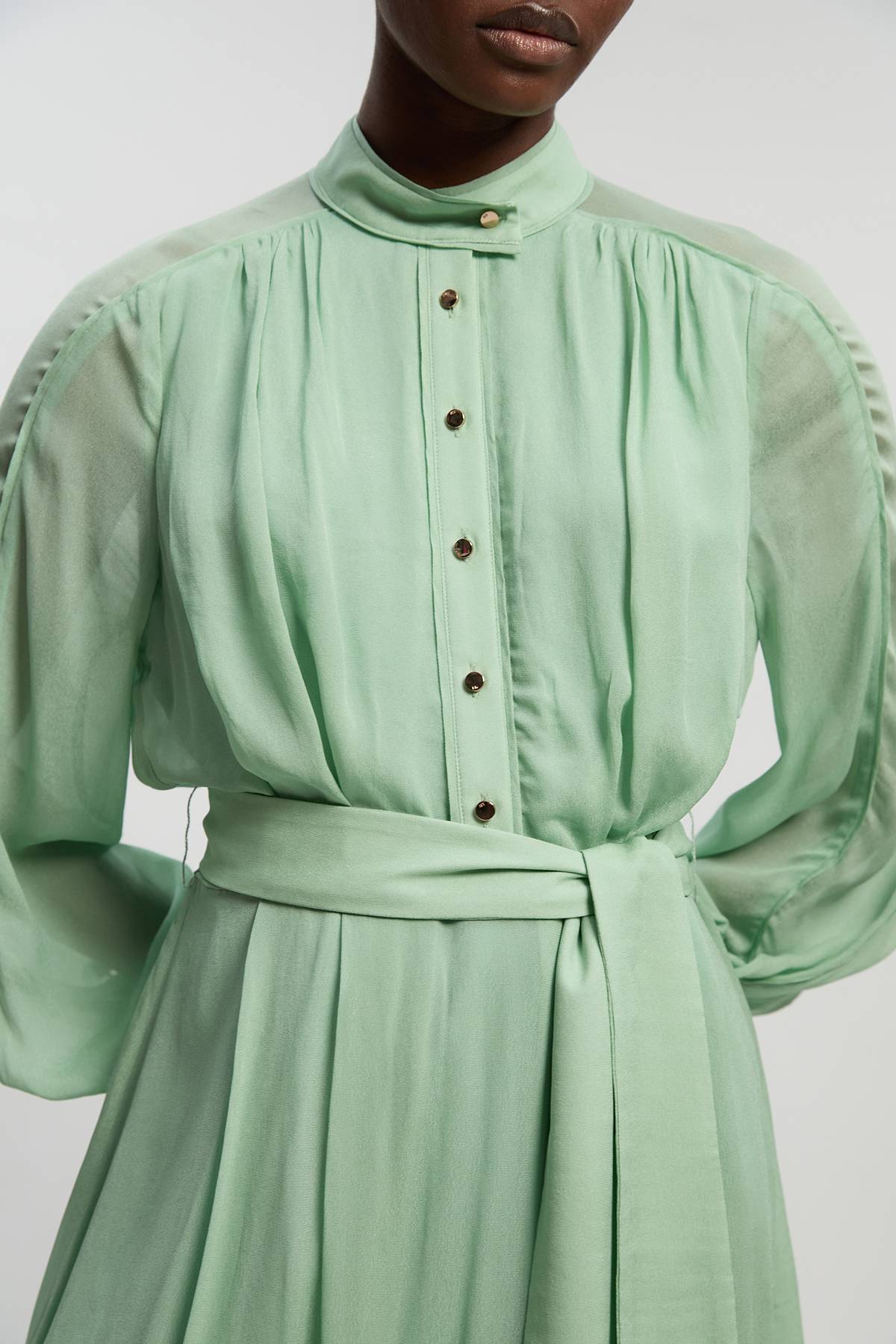 KarenMillen Robe Longue Ceinturée En Georgette De Viscose Tissée