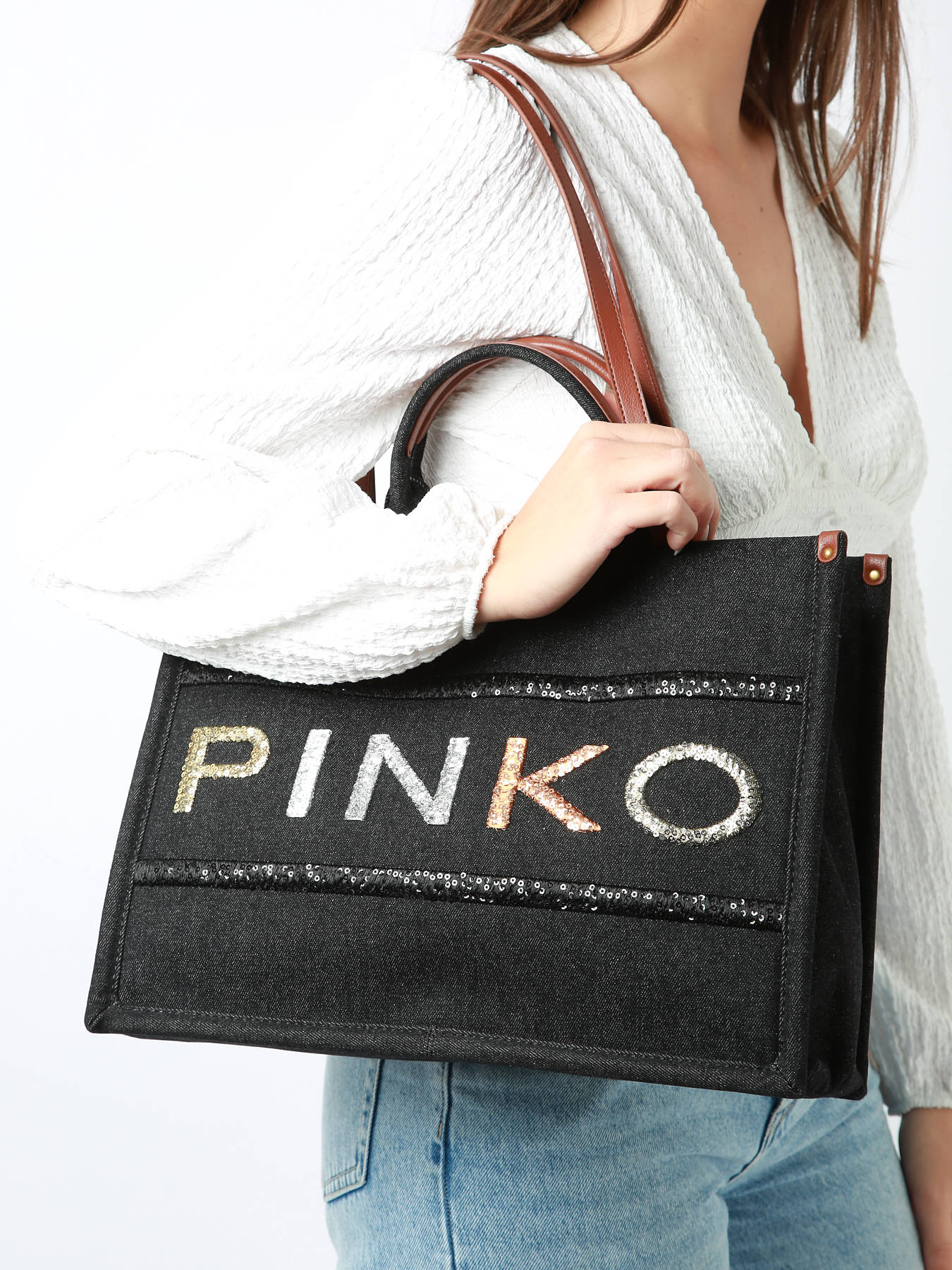 Sac port paule Logo shopper coton PINKO