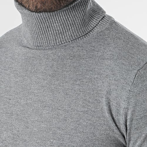 Pull Col Roulé Gris Chiné