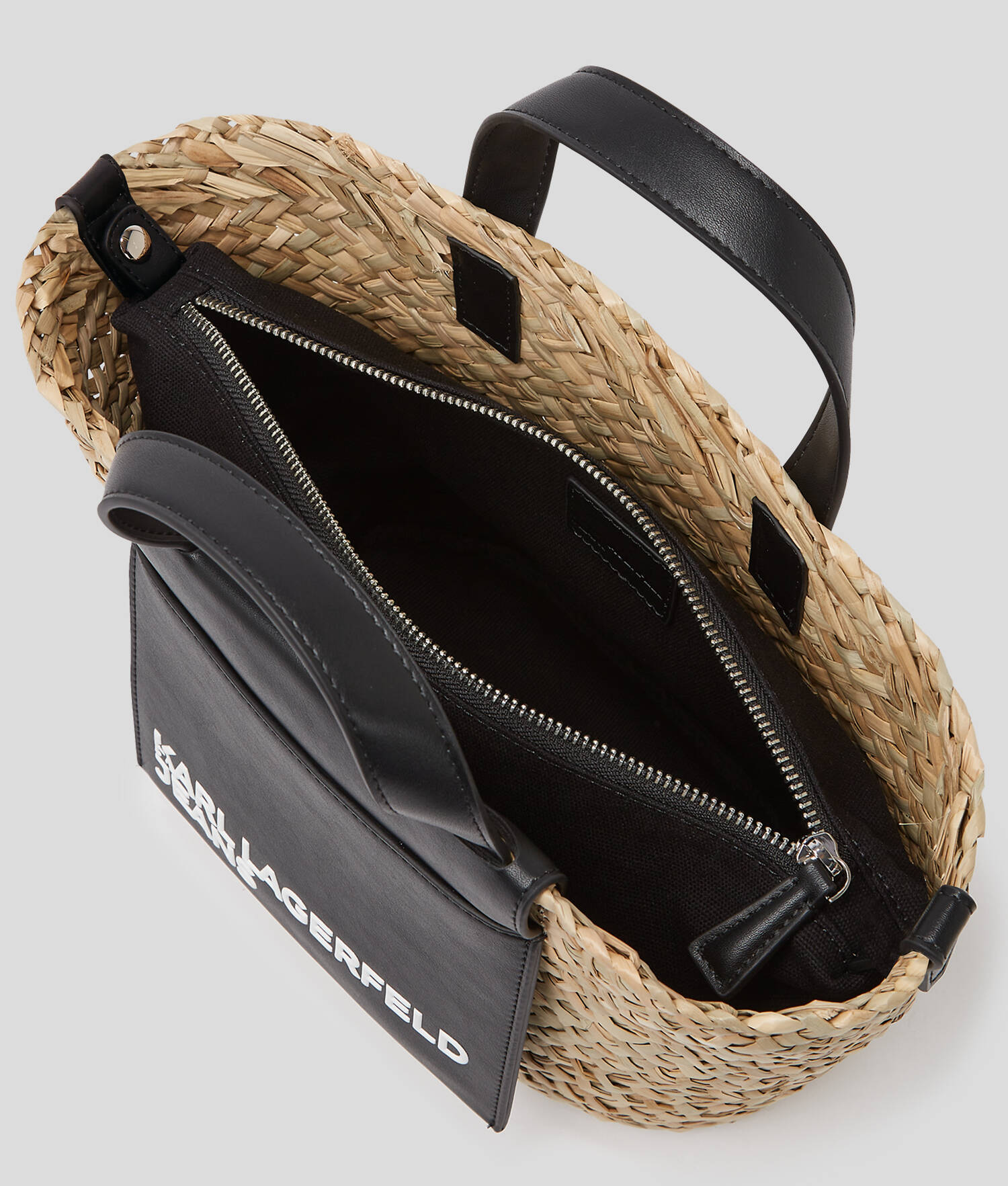 MINI-TOTE BAG EN RAPHIA - Naturel/Noir