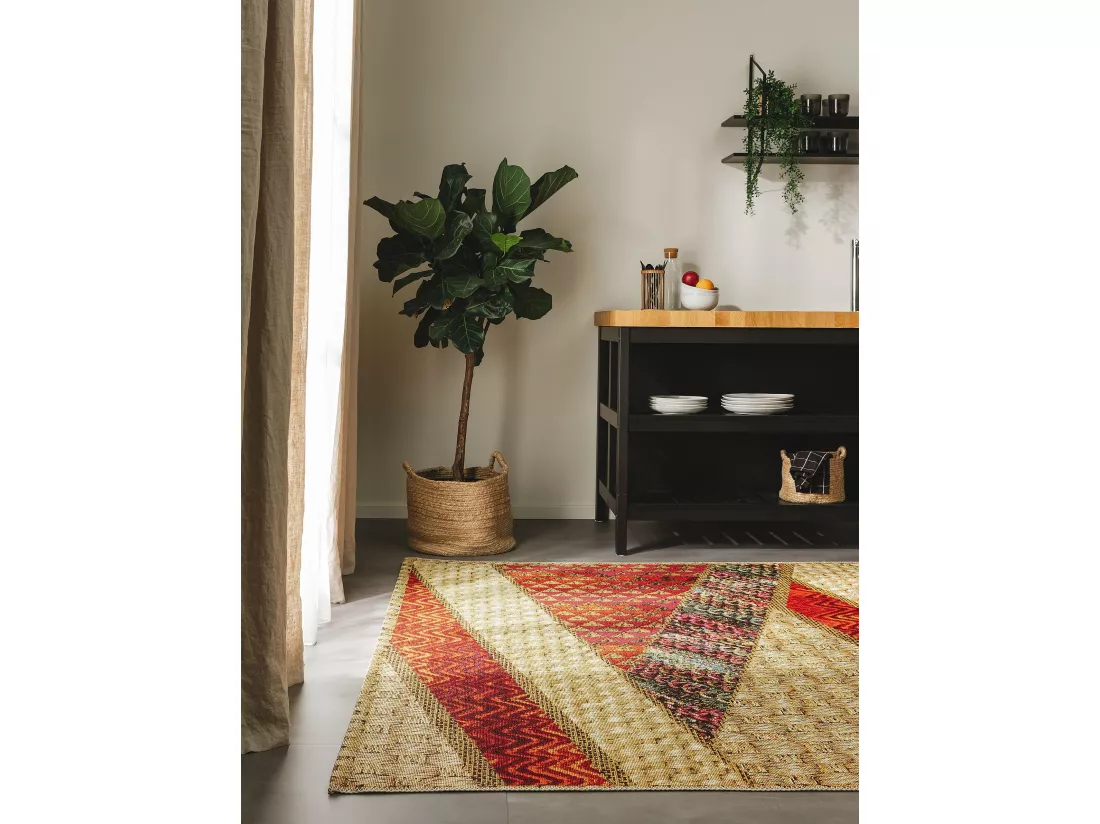 Tapis d'extérieur & intérieur Kenya Beige/Rouge 160x235 cm