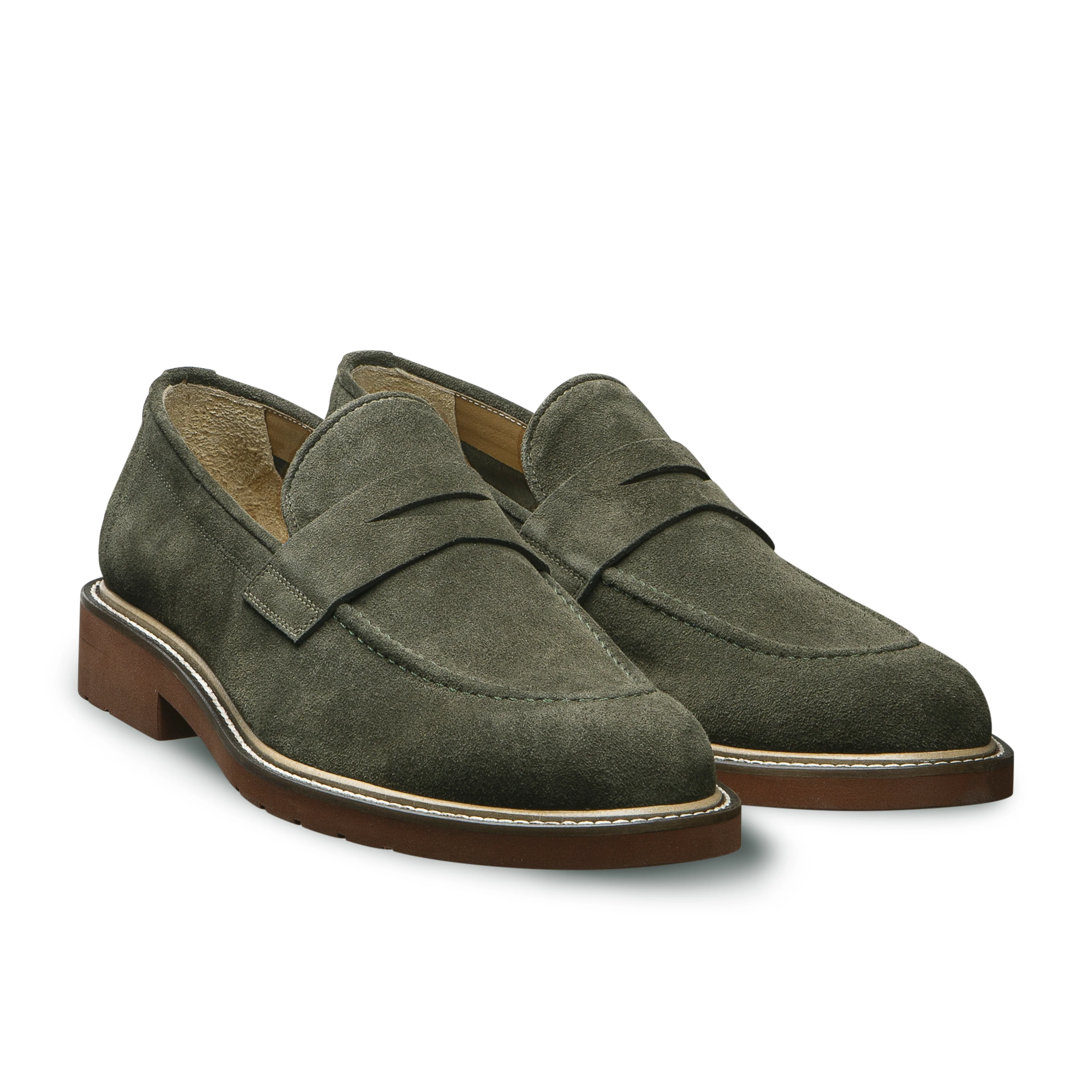 Mocassin d'été velours kaki pour homme Lenno 703