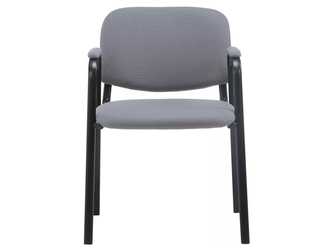 Chaise de conférence - Tissu & Métal noir mat - Gris - Ken Pro
