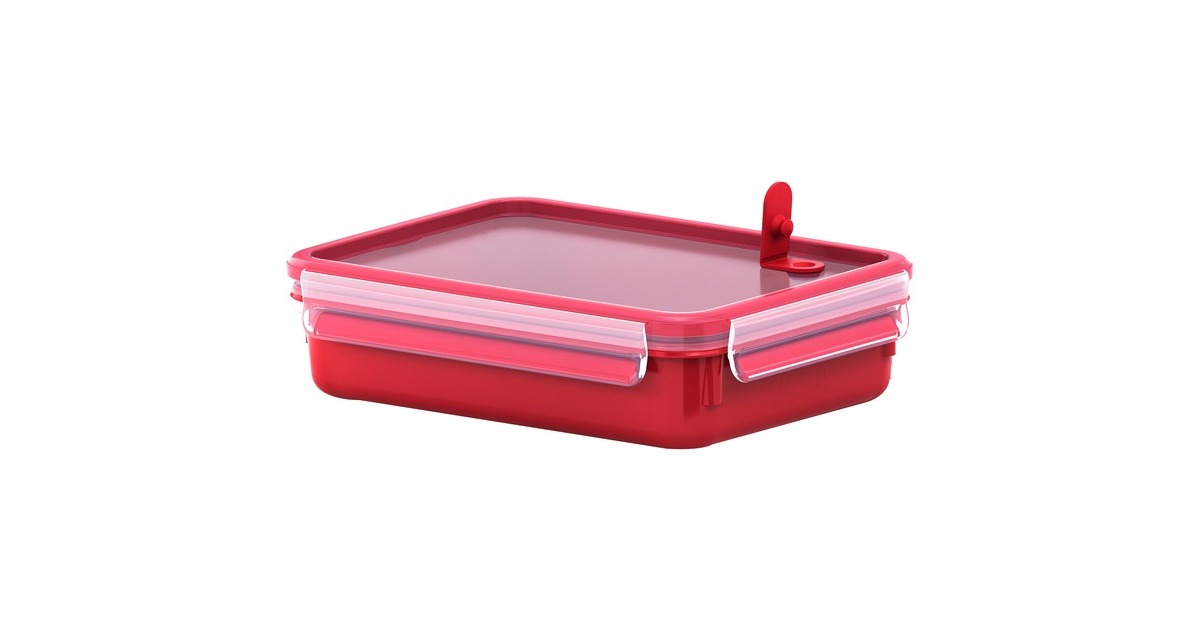 EmsaClip & Micro vershoudbakje, 1,2 L doos  (Rood, rechthoekig)