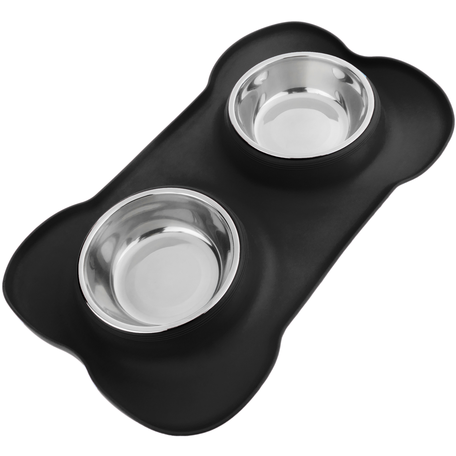 Alimentador e bebedouro 2 em 1 para animais de estimação, preto