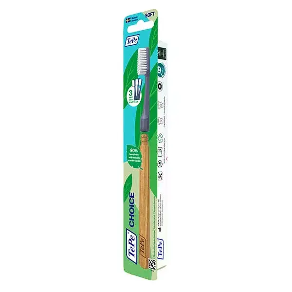 Escova de dentes macia TePe Choice + 3 cabeças intercambiáveis