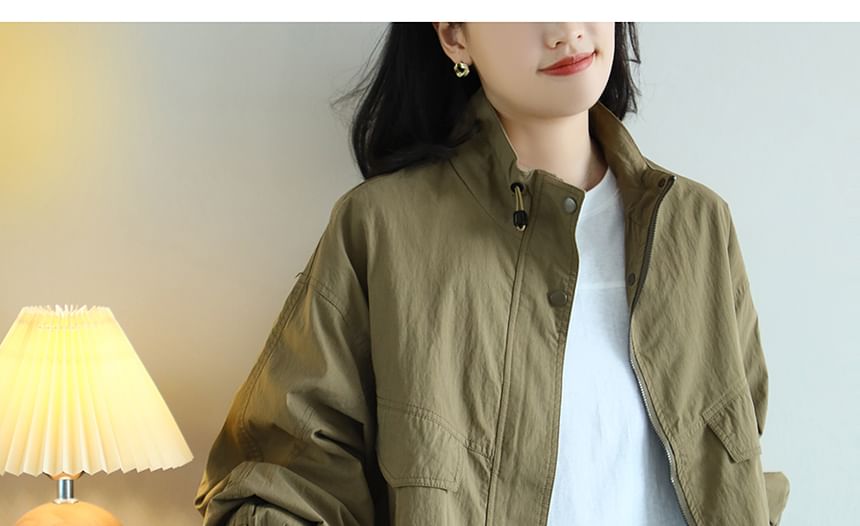 Cotton & Casual - Effen jack met opstaande kraag en rits
