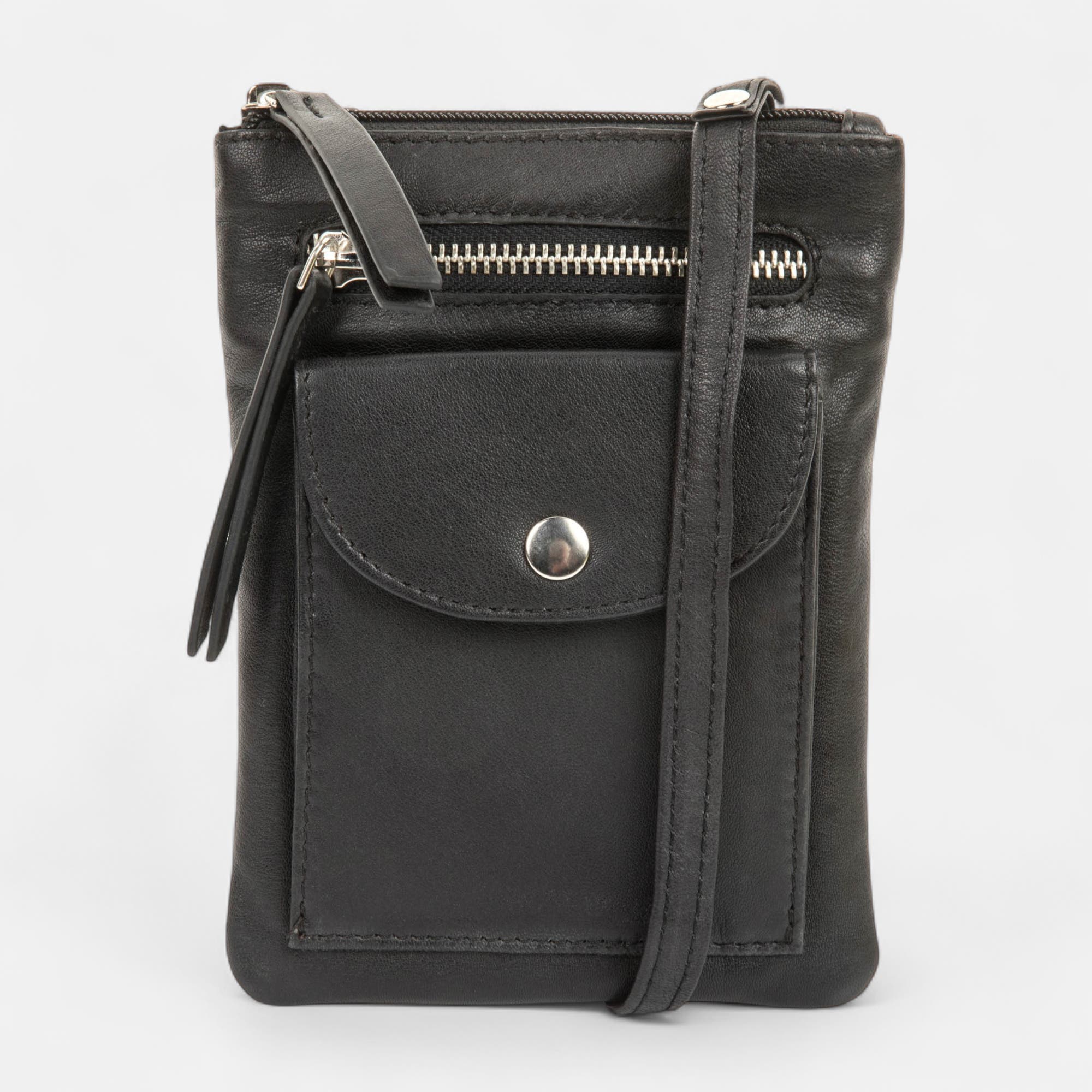 Pochette pour téléphone en cuir noir