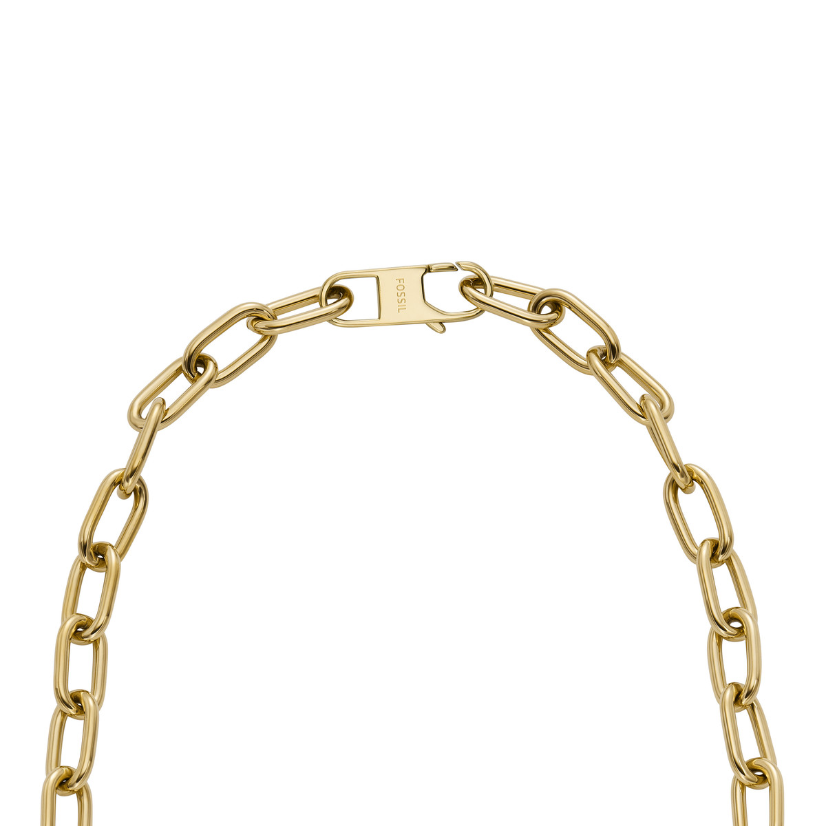 Collier FOSSIL acier inoxydable doré pendentif coeur 50 cm