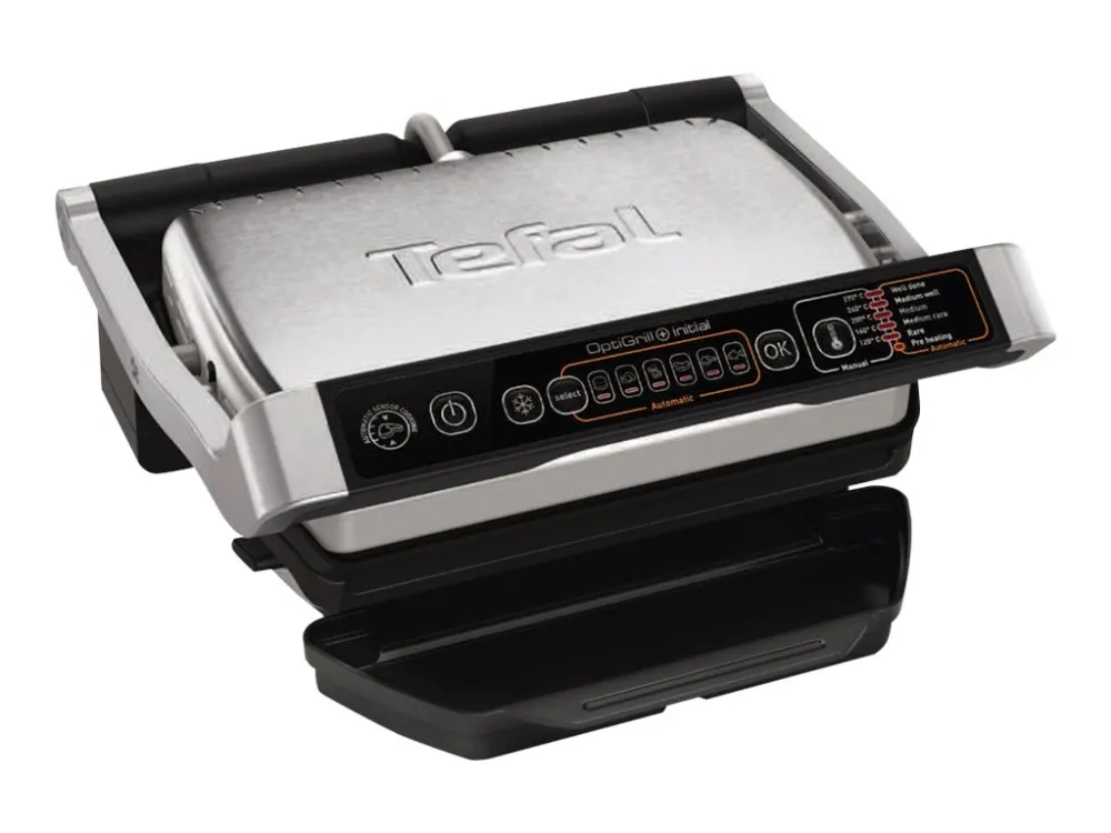 Tefal OptiGrill  GC706D34 - Grill - elektrisk - 600 cm2 - rustfrit stål/sort