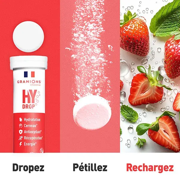 GRANIONS HYDROP Electrolytes - Vitamine C, Magnesium, Minéraux - Fraise