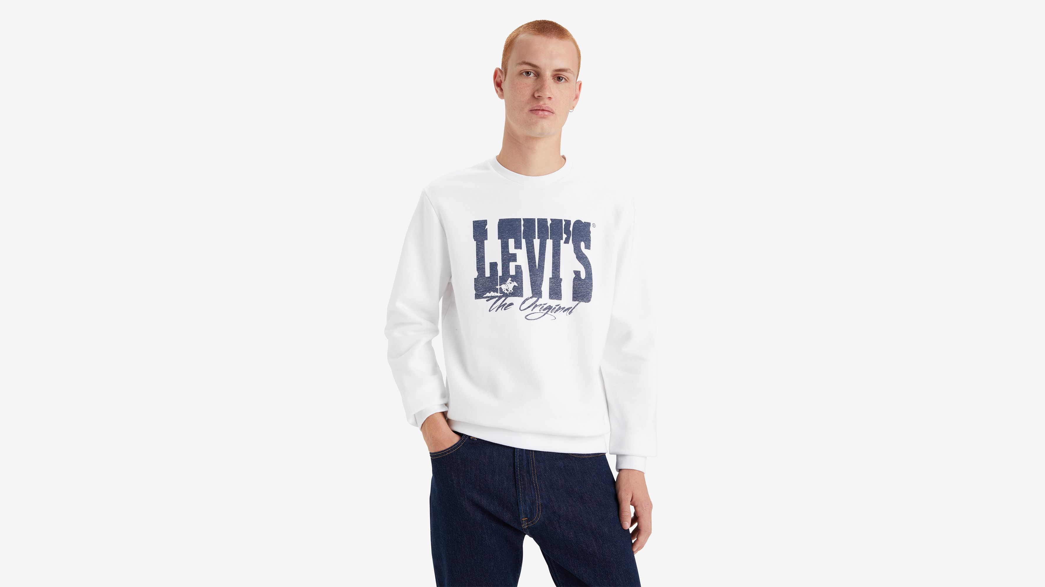 Sweat-shirt col rond graphique Standard - Western Htg Logo Crew White+ - Blanc