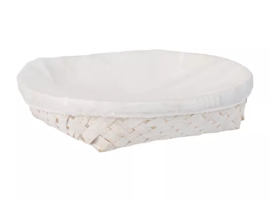 Panier rond en bambou avec doublure blanche d28x06h